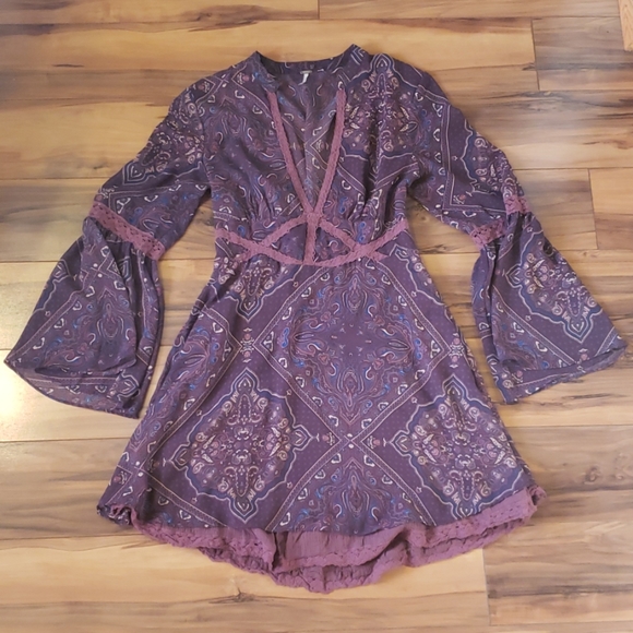 Free People Dresses & Skirts - Free People Boho Moonlight Bay Mauve Dress, Sz 4